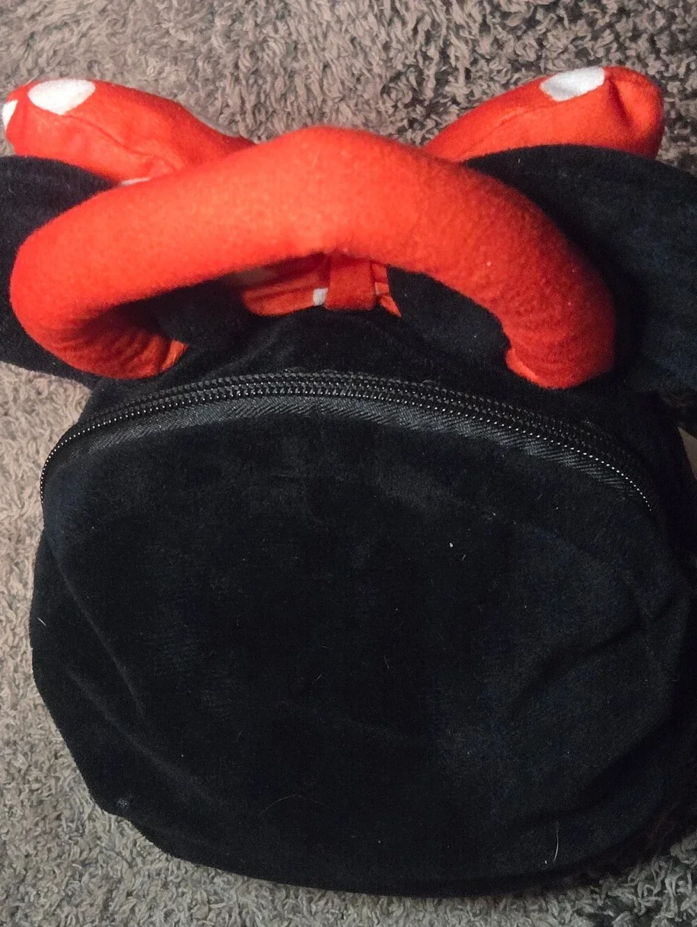 GUC Disney Minnie Mouse Plush Face Purse Handbag Red Polka Dot Bow